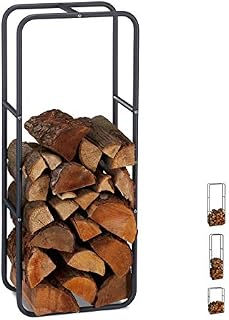 Relaxdays Firewood Rack, Log Stacking Aid, Steel, for in-and Outdoor Use, Wood Pile Shelf, Alloy, Anthracite, 100 x 40 x 25 cm