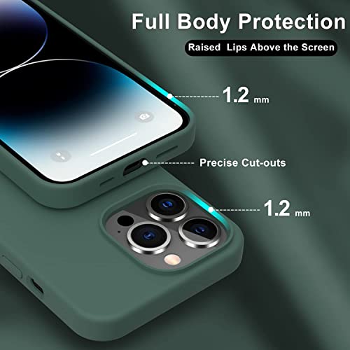 Image of Elzzi Microfiber Candy Case Compatible for iPhone 14 PRO MAX, Shockproof Slim Back Cover Liquid Silicone Case -Forest Green