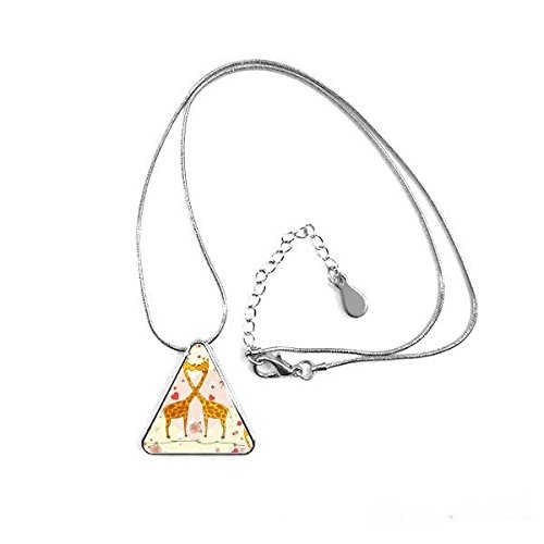 Collier motif fleur jaune et pendentif géométrique illustration girafes