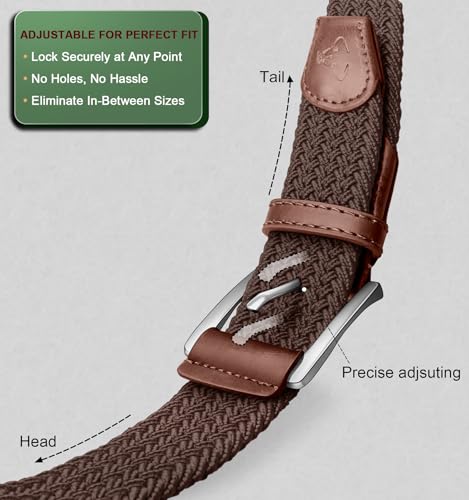 Image of BULLIANT Men's Woven Braided Stretch Web Golf Belt 1 3 /8 inch-Gift Boxed