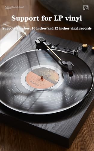 WYRMB Record Player,Oak Finish Turntable with Speakers,Bluetooth 5.1 and Vinyl Stream Technology, Vintage Style 3-Speed Vinyl Player - Les Beatles, Paul McCartney, John Lennon, RIngo Starr, George Harrison WYRMB Record Player,Oak Finish Turntable with Speakers,Bluetooth 5.1 and Vinyl Stream Technology, Vintage Style 3-Speed Vinyl Player – Image 7