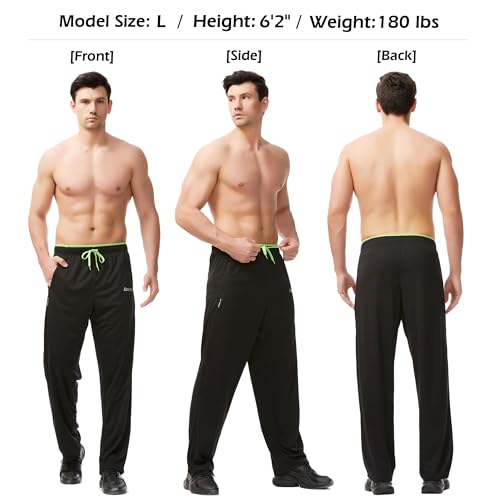 Mens Sweatpants with Zipper Pockets Open Bottom Athletic Pants for Workout,Running,Training,Jogging,Gym2