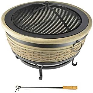 SMQHH Fire Pits,Fire Bowl,Charcoal Barbecues Fire Pit Outdoor Bowl Garden Stone Barbecue Grill Bonfire Grill Heating Brazier Magnesia Round Table Table Stove