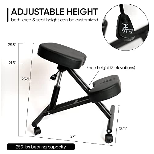 Ergonomic Kneeling Desk Chair- Fully Adjustable Stool For Home And Office-Angled Balancing Seat- Posture Support Ergonomic Kneeling Chair For Office- Black #TOP2