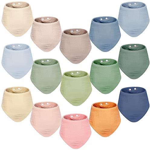 Image of KISREL Bibs 15 Pack, Baby Bibs for Girls and Boys, Muslin Bibs 100% Cotton for Baby Boy and Baby Girl, 15 Solid Colors Drool Bibs for Teething and Drooling