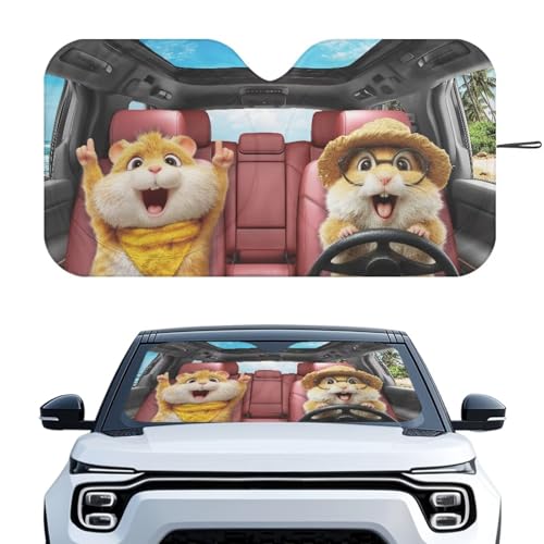 Image of Hamster Sunshade Visor Car Windshield Sun Shade Easy Installation Foldable Automotive Interior Accessories for Sun Protection Sun Shade for UV Protection Easy Storage