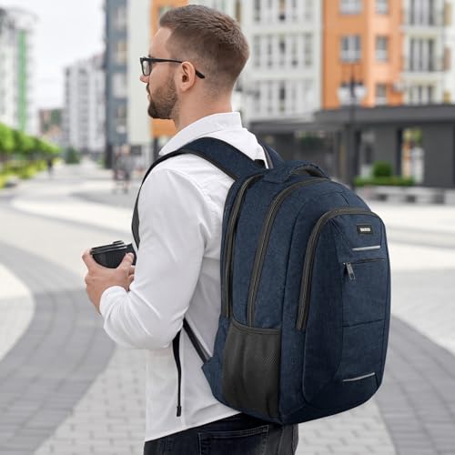 Image of BIKROD Backpack for Men Women, School Backpacks for Teen Boys, Business Anti Theft Sturdy Travel Laptop Backpack, Water Resistant 15.6 Inch Computer Bag Gift, Blue