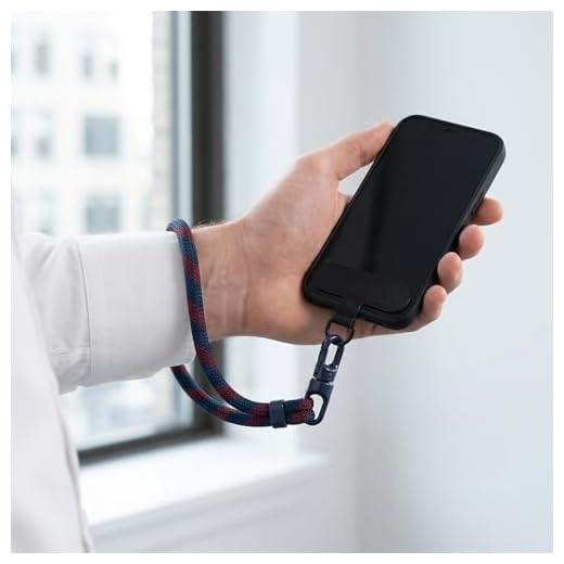 Phone Wrist Strap with CellPhone Tether Tab, Cellphone Lanyard, Phone Strap with 2-Color Braided, Wrist Lanyard (89#blue and red twill)