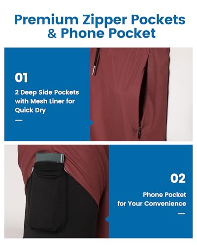 Image of maamgic 5inch Mens Swimming Trunks with Compression Liner 2-in-1 Swim Trunks Stretch Quick Dry Swim Shorts Zipper Pockets