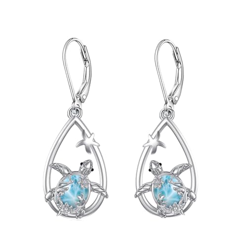 OCJ 925 Sterling Silver Sea Turtle Jellyfish Starfish Dangle Drop Earrings Summer Beach Ocean Jewelry Gifts for Women Mom Wife Girlfriend Daughter Birthday Graduation Gift