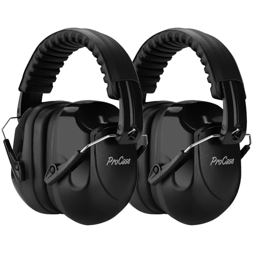 Image of ProCase NRR 28dB Noise Reduction Ear Muffs, Foldable Adjustable Passive Noise Cancelling Headphones for Adults Kids Autism, Hearing Protection for Shooting, Construction, Mowing -2 Packs, Black