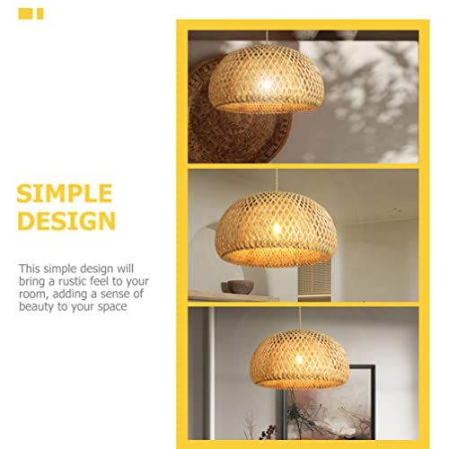 Tofficu Rattan Luzes Pendentes Iluminação Doméstica Rattan Lâmpada Cobertura Feito à Mão Lustre Retr