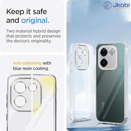 Image of Jkobi Back Case Cover for Vivo T3 Pro (Silicone Clear Shockproof Case with Camera Protection and Dust Plugs | Transparent)
