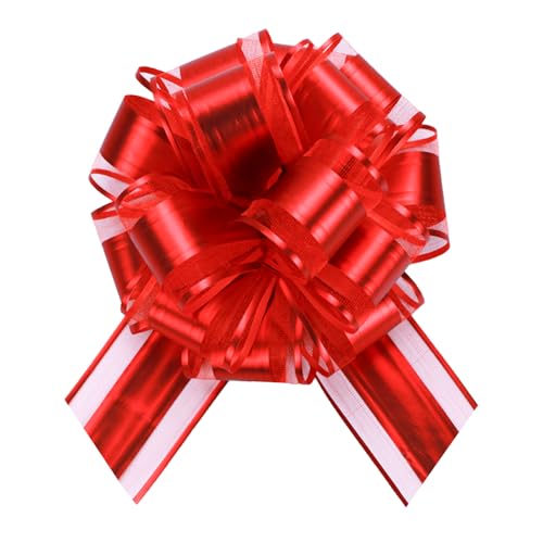 Lazos de Organza de 6 Pulgadas con Acabado Satinado Rojo para Decoraciones de Flores Finas