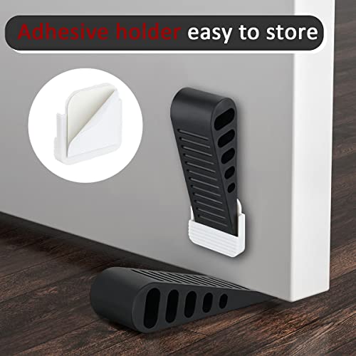Jqk Rubber Door Stopper Wedge, Black 2 Pack Soft Tpr Premium Door Stops For Bottom Of Heavy Duty Door On Tile, Concrete, Carpet, Wooden Floor, Dsb61-Bk-P2 #TOP2