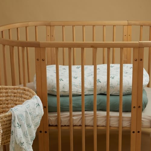 Image of Baby Lounger Cover, Muslin Baby Nest Cover 2 Pack, 100% Cotton Newborn Lounger Cover, Infant Lounger Cover, Breathable Adjustable Slipcover for Boys Girls, Covers Only (Green+Leaves)