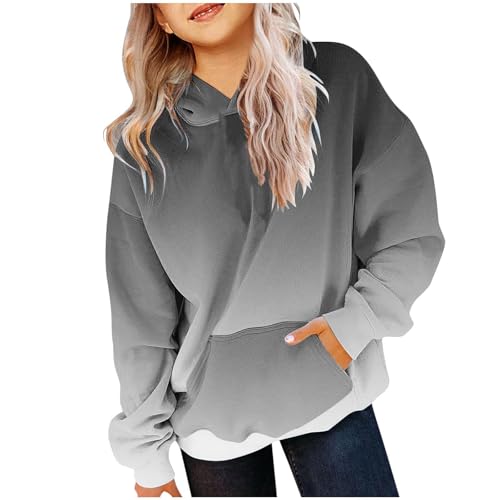 Sweatshirt for Girls Fashion Solid Casual Loose Fit Teen Hoodies Comfy Oversized Kid Pullover with Pockets 2-14 Years