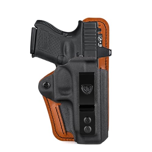 IWB Kydex Leather Hybrid Holster for Glock 26 27 33 Pistol, RMR Red Dot Optic Cut, G26 Holster with