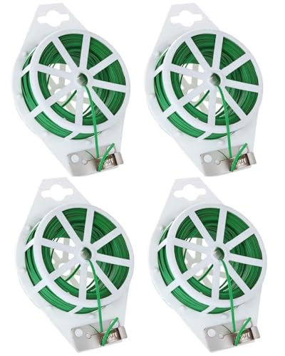GAJUS 4Pcs Fil Jardinage Vert 50M Rouleaux de Fil de Liaison Fin pour Plantes Avec Distributeur, Liens de Jardinage pour Ligatures et Cutter, Organisation Projets de Bricolage