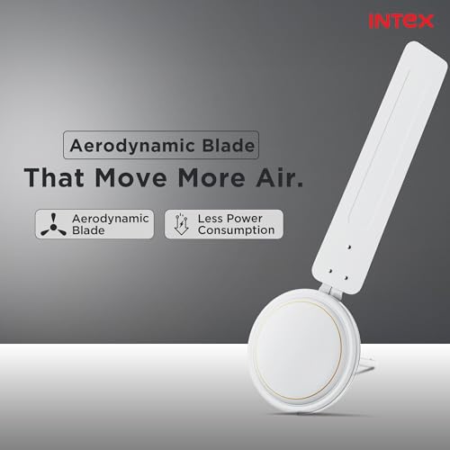 Image of Intex Aero Silk 1200MM Ceiling Fan 3 Blade 380 RPM | High Speed Motor 210 CMM | Air Delivery 50W Low Power Double Ball Bearing | Rust Proof Body 3 Speed Control 24 Month Warranty (White)