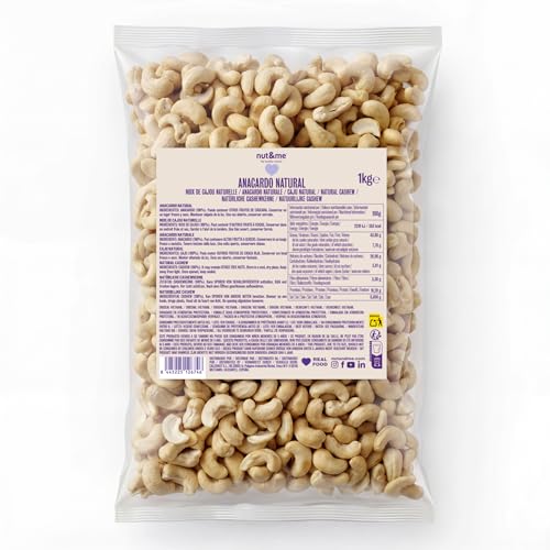 nut&me Cashewkerne 1kg Naturbelassen und ungesalzen | Dein Nüsse Snacks für zwischendurch | Unvergleichlich lecker | Ganze Cashew Nüsse | Proteinquelle | Ballaststoffquelle | Glutenfrei