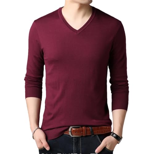 Winter Men's V-Neck Knitted Sweater Warm Pullover Sweater Comfortable Wool Blend Sweater