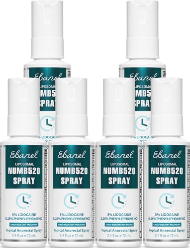 Image of Ebanel 6-Pack 5% Lidocaine Spray Pain Relief Numb520 Burn Itch Relief Numbing Spray for Skin, Topical Anesthetic Postpartum Hemorrhoid Treatment with Phenylephrine for Local and Anorectal Uses