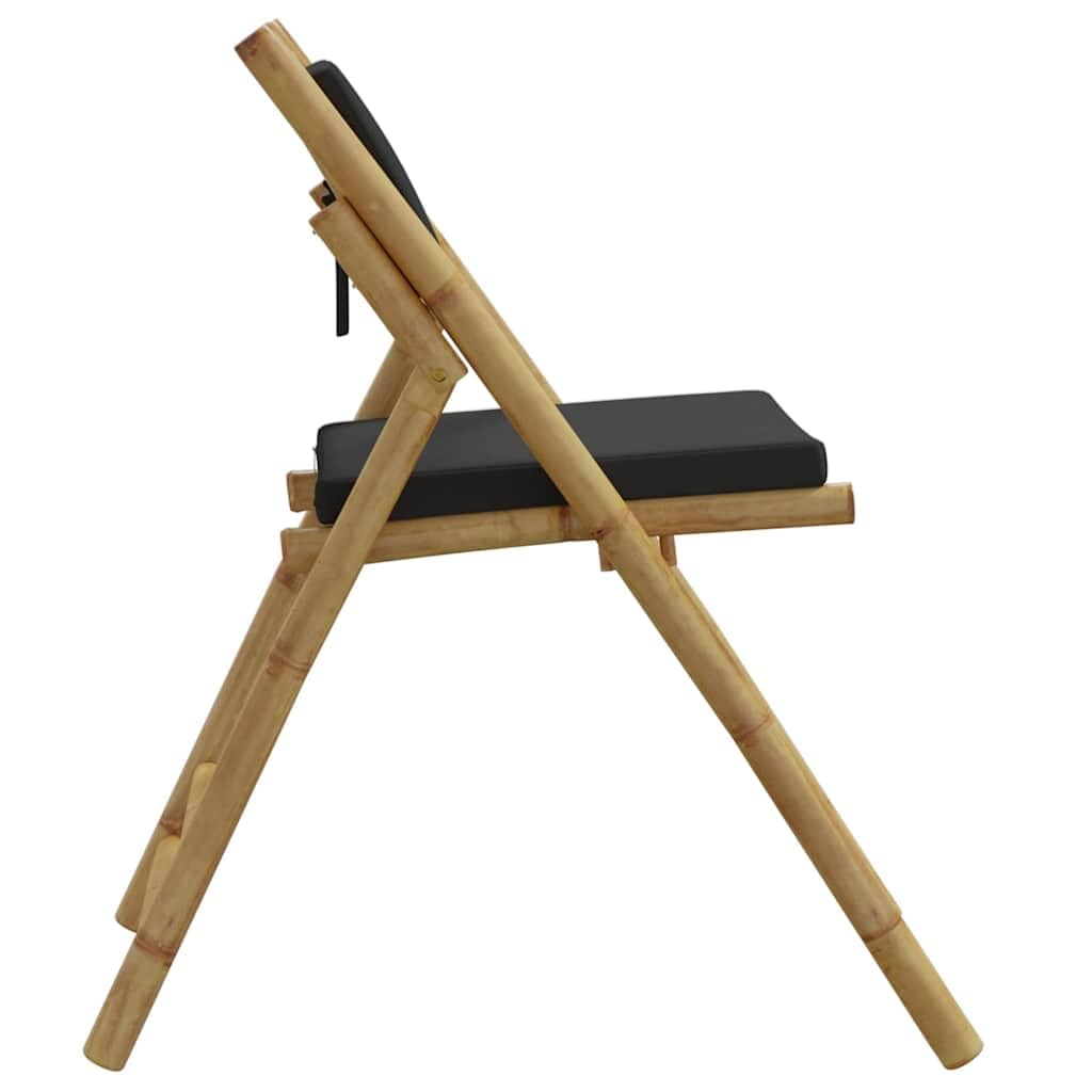 Sillas de bistró plegables con cojines de bambú gris oscuro y sillas tapizadas, muebles de asiento para interiores y terrazas