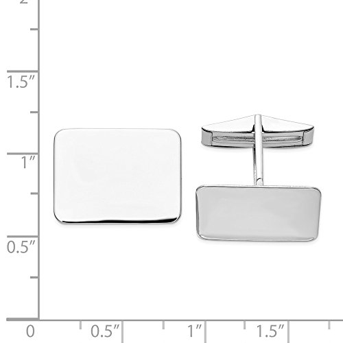 Mancuernillas rectangulares de hombre en oro blanco 14K miniatura 2