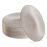 PLASTICPRO 30 Pack Disposable Plastic Plates Heavyweight Granite Look Elegant 9 inch Dinner Plates Grey with Gold Rim