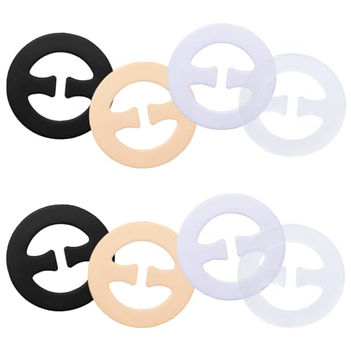 8pcs Bra Strap Clips, 4 Colors Bra Converter to Racerback Strap Holders for Slipping Anti-Slip Buckles Conceal Tool for Women Dresses Shirts Sports Tops (Round Style)
