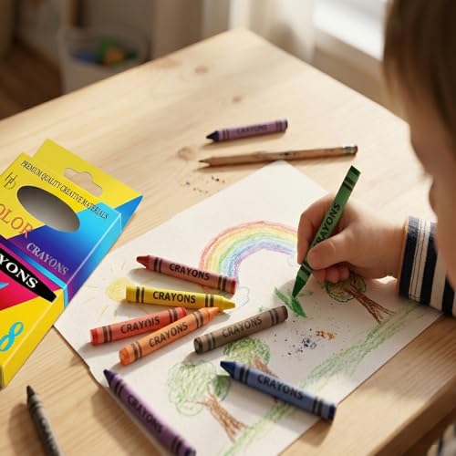 Hampton Distribution 50-Pack Bulk Crayons for Kids: 8-Color Individual Crayon Bulk Sets – Perfect for Party Favors, Classroom Supplies, Stocking Stuffers - Image 3