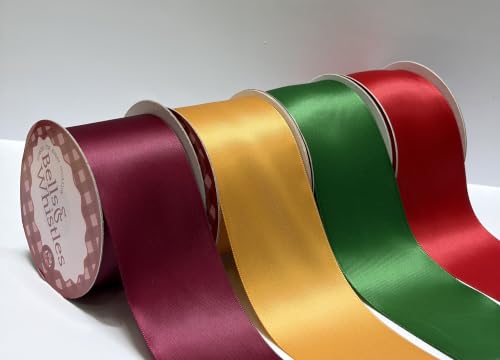 Image of Bells and Whistles Forest Green Satin Christmas Ribbon (legth : 10 Yards Width: 2 inch)