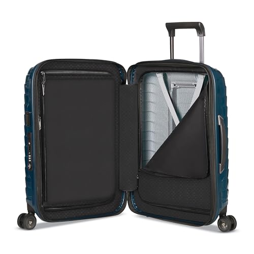 Image of Samsonite Proxis Global Carry-On Hardside Luggage with Dual Spinner Wheels, Airline Approved - Innovative Roxkin Lightweight Shell With Ultimate Durability- TSA Lock, Telescopic Handle - Petrol Blue