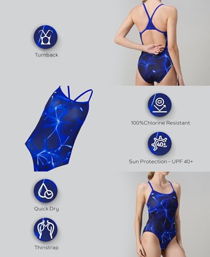 Image of Speedo Women's Endurance+ Printed Muscleback V-Cut One Piece Swimsuit | Swimming Costume | Swimming Suit for Women | Chlorine Resistance | UPF 40+ Sun Protection | Removable Bra Pads