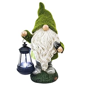 TERESA’S COLLECTIONS Funny Garden Gnome with Lantern, Gonk Statues Solar Garden Ornaments Outdoor , Waterproof Garden…