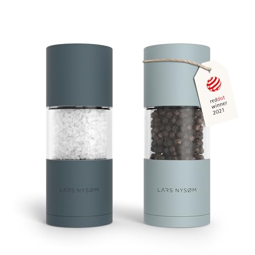 Image of LARS NYSOM Salt and Pepper Grinder Set, Manual Salt and Pepper Mills with Adjustable Ceramic Grinder, Design Spice Shaker Set (Blue)