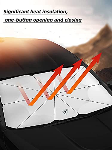 Tesla Model 3/Y Sunshade Car Windshield Sunshade Umbrella Especially for Tesla Model 3/Y Sunshade Foldable Umbrella 180Â° Rotation Bendable Shaft Foldable Suitable for Most Cars(55in''x 30in'')
