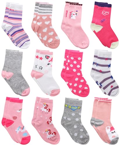 Opiniones y reviews de Calcetines para Niña . 45 Falari - Paquete de 12 calcetines de algodón para niñas y niños pequeños, Rosado, 6-8 Años
