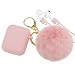 BRG for AirPods Case,Soft Cute Silicone Cover for Apple Airpods 2 & 1 Cases with Pom Pom Fur Ball Keychain/Strap/Earbuds Accessories (Front LED Visible)