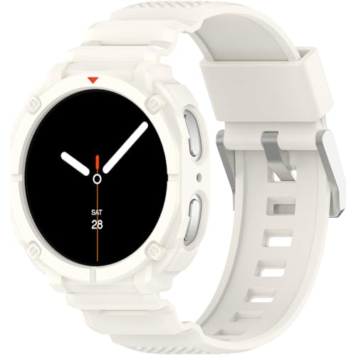 Miimall (�~�C���[��) �X�|�[�c�P�[�X�o���h Samsung Galaxy Watch 8 44mm�p�P�[�X �j�����p �ϏՌ� ���h�~ �A�[�}�[TPU�J�o�[ ���߉\�ȃX�g���b�v�t�� �ی�o���p�[ Galaxy Watch 8�p �z���C�g