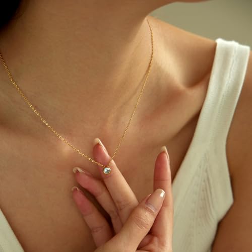 Gold Diamond Pendant Necklace for Women, 18K Gold Plated CZ Solitaire Necklace Dainty Cubic Zirconia Trendy Jewelry Gifts2