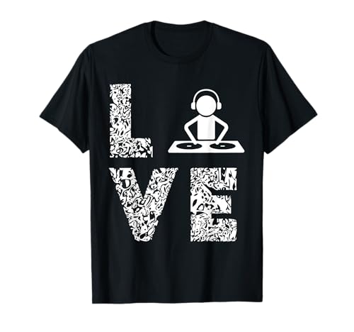Tocadiscos DJ Amor Danza Música DJ Techno EDM Productor de música Camiseta