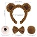 Jmkcoz 4 Pieces Bear Costume Set Bear Ears Headband and Tail Nose Bowtie for Halloween Carnival Animal Cosplay Party (Brown)