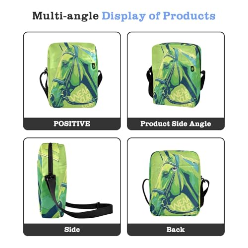 Green Horse Cartoon messenger bag for men Shoulder Crossover Bag Cross Over Purse Adjustable Strap for School business4