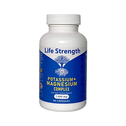 Life Strength Potassium Magnesium Complex 1000 MG 5 Form Magnesium Oxide Citreate Aspartate Glycinate and Gluconate Helps Sleep Leg Cramps Muscle Relaxation 90 CT