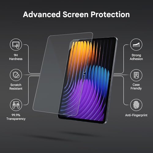 Image of HUMBLE Premium Tempered Glass for Mi Pad 8 / Pad 8 Pro / 7 / Pad 7 Pro 11.2 Inch 2024 | Clear HD Finish | 9H Durable Protection | Precision Edge Fit | Smudge Resistant | Scratch Defense | Quick Bubble Free Setup