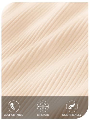 MEROKEETY Women's Long Sleeve Ribbed Bodysuits Sexy Thong Square Neck Slimming Bodysuit Shirt Tops4