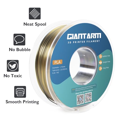 Image of GIANTARM Dual Color PLA Filament, Silk PLA Filament 1.75mm + /-0.02mm,1KG Spool(2.2lbs) Vacuum Packaging, 3D Printing Filaments Fit Most FDM Printer
