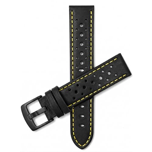Image of Bandini Mens Leather Watch Band Strap, Vented, Racer, GT Rally, Stainless Steel Buckle, 10 Colors - 18mm, 20mm, 22mm, 24mm (Many sizes also come in Extra Long XL)